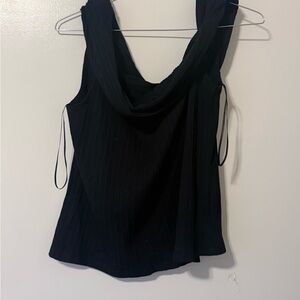 Madewell Black Asymmetrical Backless Tank Top